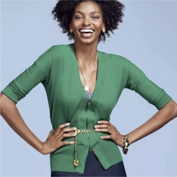 CAbi Banner Sweater Cardigan Exposed Zipper   Medium - Picture 3 of 6